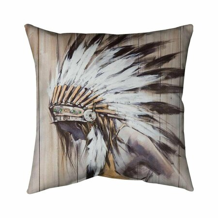 BEGIN HOME DECOR 20 x 20 in. Indian with Feathers-Double Sided Print Indoor Pillow 5541-2020-MI48
